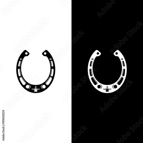 simple horseshoe and star element logo design vector with flat style in blue color