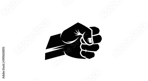 Black fist symbol on white background