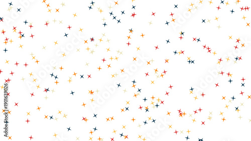 Scattered Colorful Crosses on a White Background