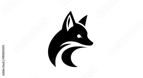Black fox head logo on white background