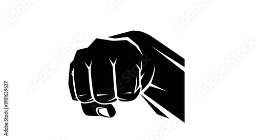 Black fist symbol on white background