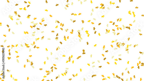 Golden confetti falling on white background, party celebration
