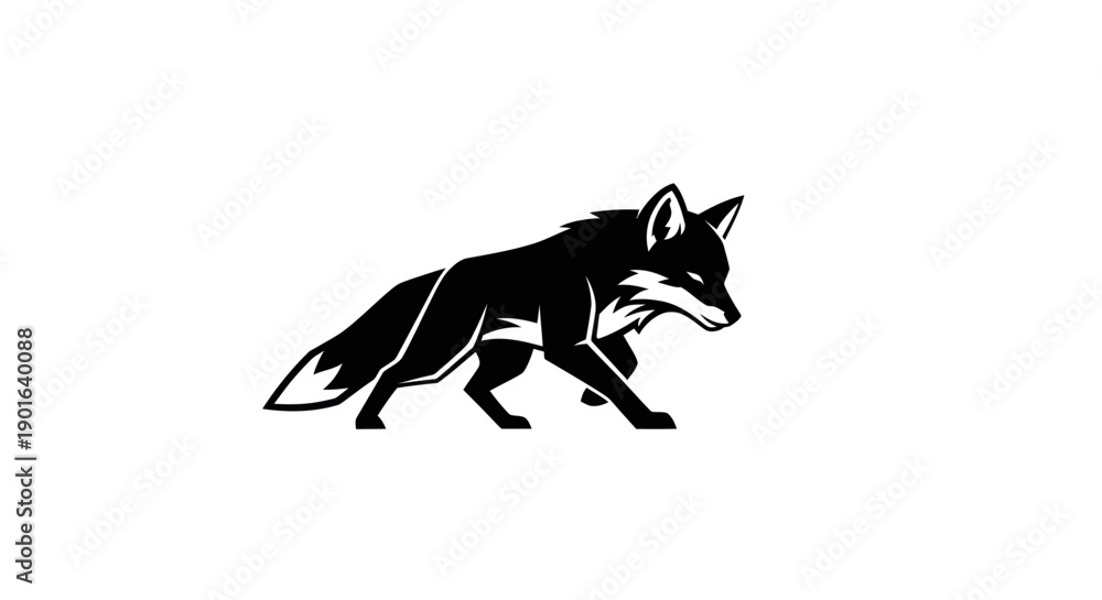 Naklejka premium Black fox illustration on white background