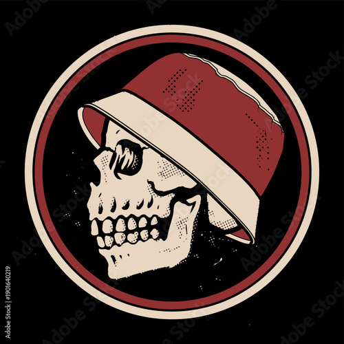 skeleton head skull ultras hooligan football logo with grunge vector design