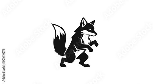 Black fox illustration on white background