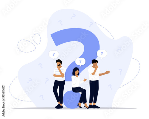 People asking questions concept illustration. Suitable for landing page, ui, web, App intro card, editorial, flyer, and banner.