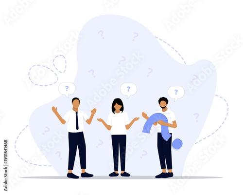 People asking questions concept illustration. Suitable for landing page, ui, web, App intro card, editorial, flyer, and banner.