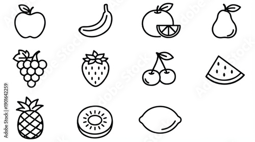 A collection of fruit icons 