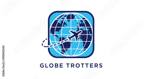 Globe Trotters Logo with Airplane and World Map.
