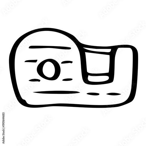 Hand Drawn Tape Dispenser Office Stationery Line Illustration