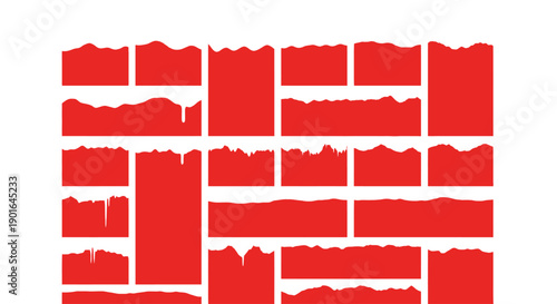 Set of red brick textures with rough edges for design elements