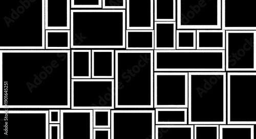 Modern geometric pattern with white lines on black background