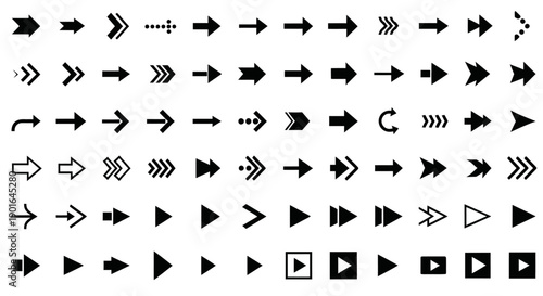 Collection of modern arrow icons for navigation and direction