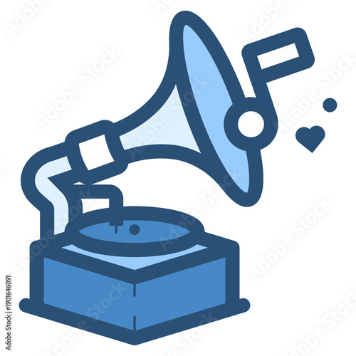 vintage gramophone playing romantic song icon