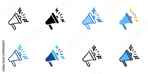 Campaign Launch icons set multiple style collection. Editable stroke 
