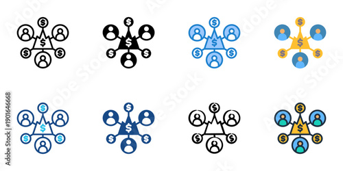 Crowd Investors icons set multiple style collection. Editable stroke 
