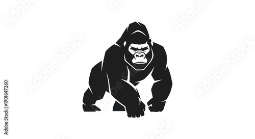 Black gorilla silhouette on white background