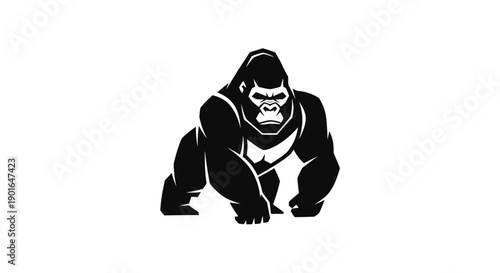 Black gorilla silhouette on white background