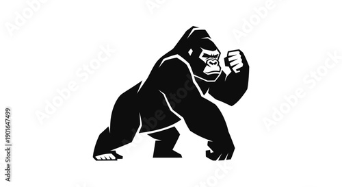 Black gorilla silhouette on white background