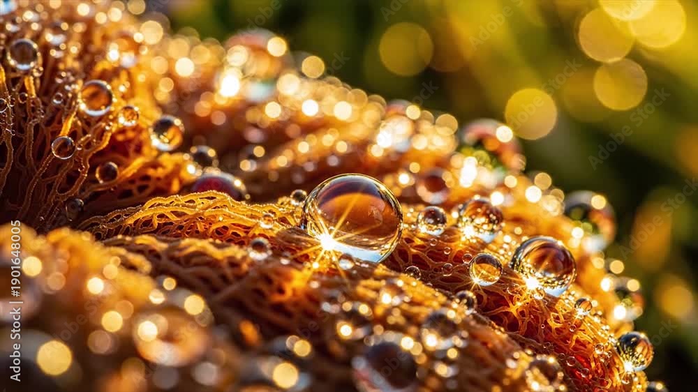 custom made wallpaper toronto digitalMacro shot of water droplets on a textured surface with bokeh background.