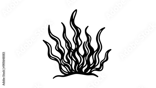 Black flame icon on white background