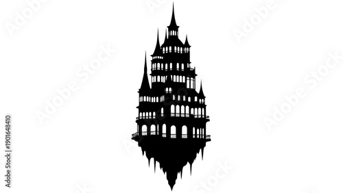 Majestic castle silhouette with intricate architecture