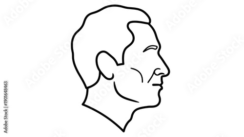 Simple line drawing of a man's profile with closed eyes