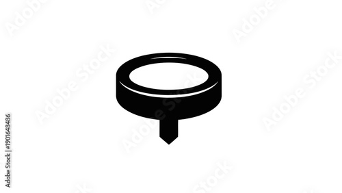 Black push pin icon on white background