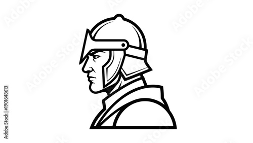 Knight in armor helmet profile illustration