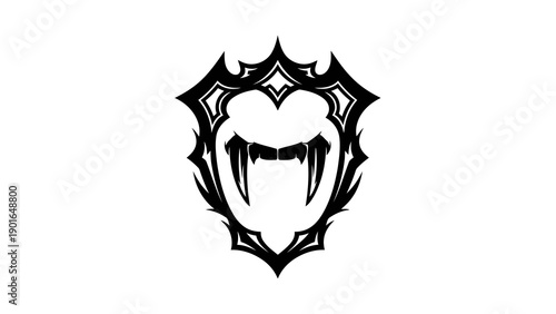 Black and white tattoo design of fierce animal mouth