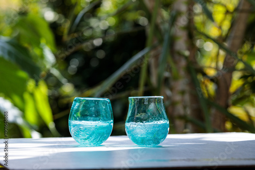 Handmade Blue Glass Cups Inspired by the Ocean, Traditional Ryukyu Glass Craft
海をイメージした手作り琉球ガラスのグラス　