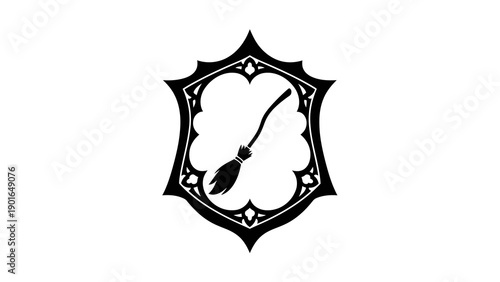Broom icon in ornate frame