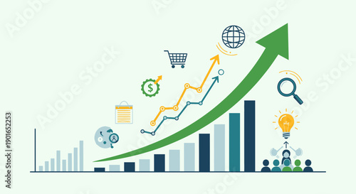 Business Growth Concept with Graphs and Icons