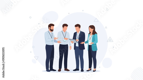 Diverse business team collaborating on a project, discussing ideas with a tablet.