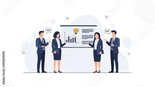 Business Team Presenting Financial Growth Chart on Whiteboard