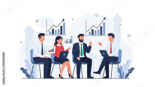 Business Meeting: Team Collaboration, Growth Charts & Success