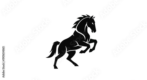 Black horse silhouette on white background