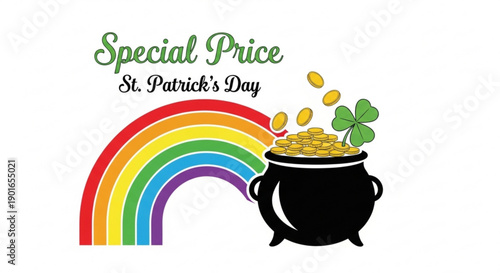 St patrick's day special price rainbow pot of gold coins