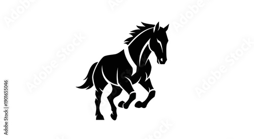 Black horse silhouette on white background