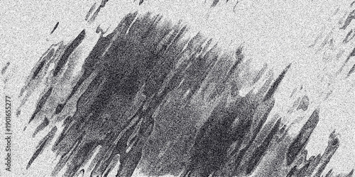 Abstract grayscale textured background with diagonal streaks and granular noise creating a distressed artistic effect for graphic design and digital art applications