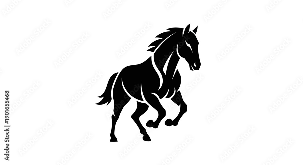 Fototapeta premium Black horse silhouette on white background