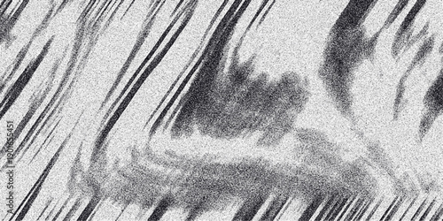 Abstract monochromatic textured background with diagonal streaks and organic cloudy formations, featuring granular noise for a distressed artistic effect
