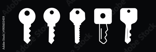  Key icon symbol for apps and websites. Key sign and symbol. keys vector Colorful flat key icons set, modern metal house keys collection, security access symbols, 