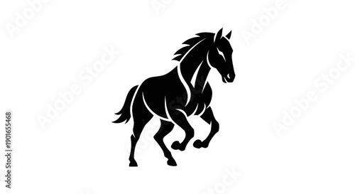 Black horse silhouette on white background