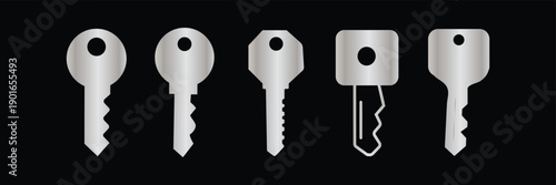  Key icon symbol for apps and websites. Key sign and symbol. keys vector Colorful flat key icons set, modern metal house keys collection, security access symbols, 