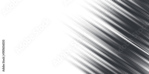 Grunge halftone gradient background. Faded grit noise texture. White and black sand wallpaper. Retro pixelated backdrop. Anime or manga style comic overlay. Vector graphic design textured template