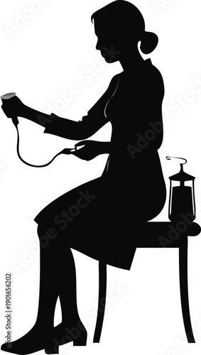 Silhouette Of A Woman Checking Blood Pressure