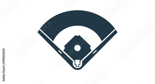Minimalist graphic icon of a baseball diamond or field, perfect for sports event branding, app interfaces, or website design depicting America's favorite pastime in a clean vector style