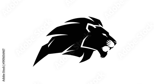 Black lion head silhouette illustration