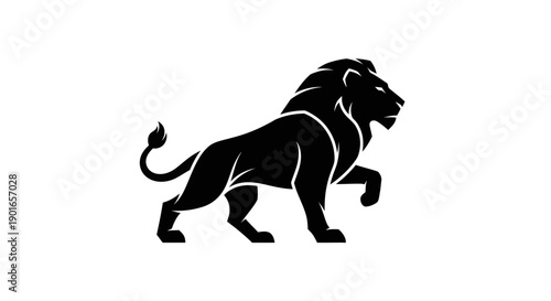 Canvastavla Black lion silhouette illustration
